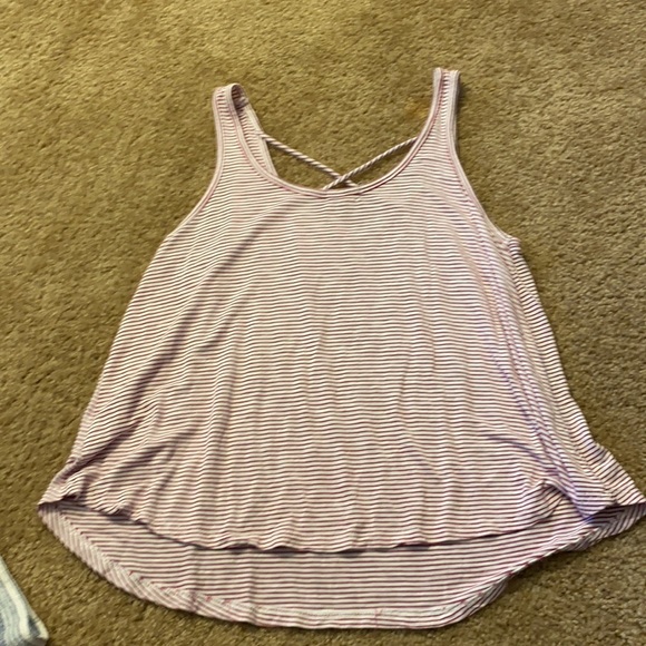 Red and White Striped Eyeshadow Tank Top Size M - Picture 2 of 3